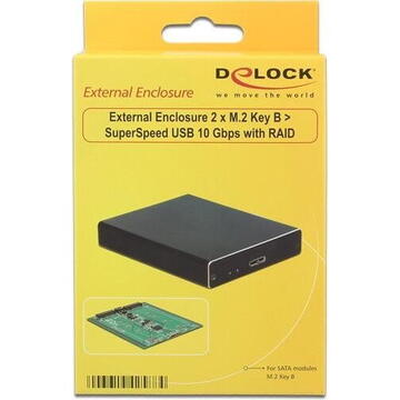 DeLOCK External housing 2x M.2 Key B - 2 x M.2 Key B > SuperSpeed USB 10 Gbps