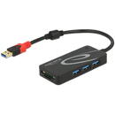 Hub extern USB-A 3.1 la  USB-A 3.0 Card SD Negru