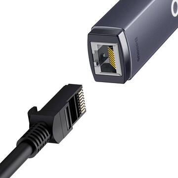 Adaptor retea Baseus Lite- USB Type-C to RJ-45 Gigabit LAN- metalic- LED- gri
