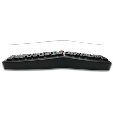 Tastatura Adesso Tru-Form Media Wireless Ergo Trackball Keyboard, Compact and Portable, Optical Sensor, Scroll Wheel, USB Nano Receiver