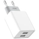 XO XO L65 wall charger, 2x USB + USB cable (white)