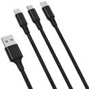 XO XO 3in1 Cable USB-C / Lightning / Micro 2.4A, 1,2m (Black)