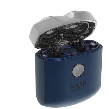 Aparat de barbierit Adler AD 2937, 250 mAh, USB C, Pentru calatorie, Wireless, Albastru/Inox