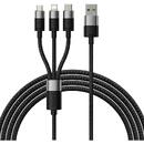 Baseus 3in1 USB  StarSpeed Series, USB-C + Micro + Lightning 3,5A, 1.2m (Black)