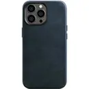 iCarer Husa Capac Spate Piele Oil Wax, Compatibila cu MagSafe Albastru APPLE Iphone 14 Pro Max