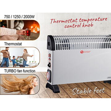 Mesko Convector heater with timer and Turbo fan