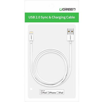 UGREEN Nickel plated Lightning Cable MFi 2m (white)