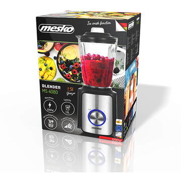 Mesko MS 4080 Blender, Capacity 1.5L, Power 600W, Black/Silver