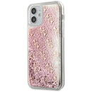 Guess Husa de protectie Guess din Plastic - TPU pentru Apple Iphone 12 Mini - 4G Liquid Glitter, Transparent-Roz