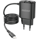 Dudao Quick Charge 3.0, Cablu Lightning Integrat, 2 X USB, 12W, Negru - A2Pro