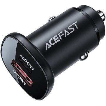 Car Charger Acefast B1 mini 38W, USB + USB-C (black)