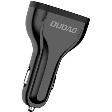 Car charger Dudao R7S 3x USB, QC 3.0, 18W (black)