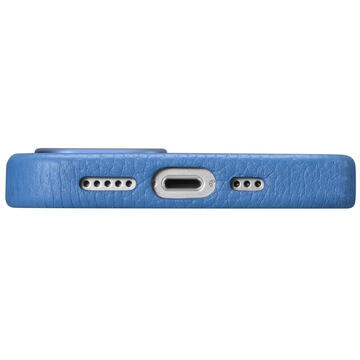 Husa iCarer Husa Capac Spate Litchi Din Piele, Compatibila Cu MagSafe Light Blue Albastru APPLE iPhone 14 Pro