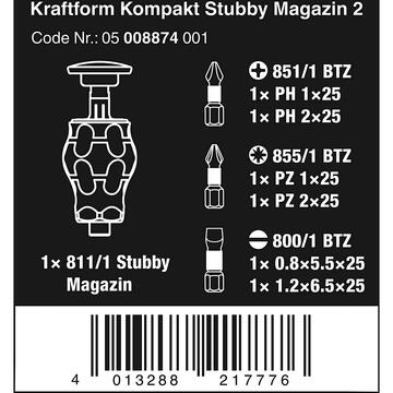 Wera Kraftform compact stubby magazine 2 bit set (black/green, 7 pieces)