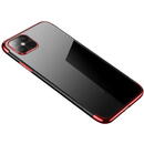 Hurtel Clear Color Case Gel TPU Electroplating frame Cover for Samsung Galaxy S21 Ultra 5G red