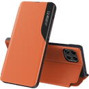 Eco Leather View Case elegant bookcase type case with kickstand for Samsung Galaxy A22 4G orange