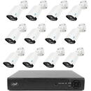 Pachet supraveghere video NVR PNI House IP716, 16 canale IP 4K, H.265, ONVIF  si 12 camere PNI IP125 cu IP, 5MP, IP66