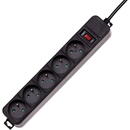 Akyga Surge protector AK-SP-05A 1,8m 5 outlets CEE7/5 +switch Black