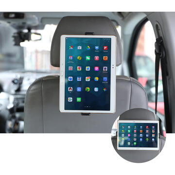 MACLEAN Suport tabletă pentru mașină, montat pe tetiera, universal, rotație 360 ​​MC-893