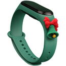 Hurtel Strap Xmas Wristband for Xiaomi Mi Band 4 / Mi Band 3 Christmas Silicone Strap Bracelet Dark Green (Bell)