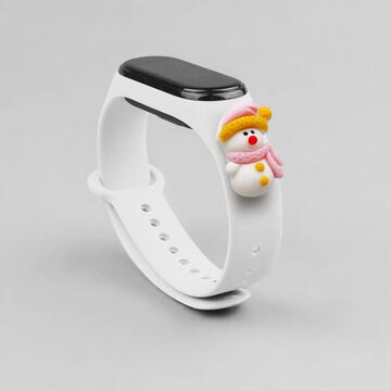 Hurtel Strap Xmas Wristband for Xiaomi Mi Band 4 / Mi Band 3 Christmas Silicone Strap Bracelet White (Snowman 2)