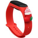 Hurtel Strap Xmas Wristband for Xiaomi Mi Band 4 / Mi Band 3 Christmas Silicone Strap Bracelet Red (Santa 1)