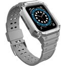 Protect Strap Band Band with Case for Apple Watch 7 / SE (41/40 / 38mm) Case Armored Watch Cover Gray