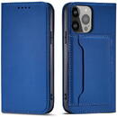 Hurtel Magnet Card Case for iPhone 13 Pro Max Pouch Card Wallet Card Holder Blue