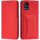 Hurtel Magnet Card Case For Samsung Galaxy A12 5G Pouch Wallet Card Holder Red