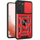 Hybrid Armor Camshield case for Samsung Galaxy S23+ armored cover with camera cover red