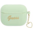 Guess GUAPLSCHSN AirPods Pro cover green/green Silicone Charm Heart Collection