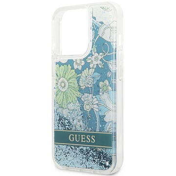 Husa Guess GUHCP13LLFLSN iPhone 13 Pro / 13 6.1&quot; green/green hardcase Flower Liquid Glitter
