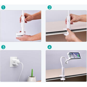 Choetech 2in1 flexible phone holder with wireless charger 10W white (T548-S)