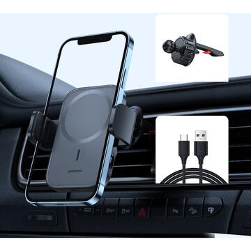 Joyroom car phone holder with Qi 15W wireless charger (MagSafe compatible) for air vent (JR-ZS295)