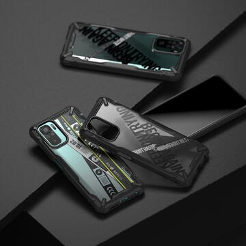 Husa Ringke Fusion X Design durable PC Case with TPU Bumper for Xiaomi Redmi Note 10 / Redmi Note 10S black (Ticket band) (XDXI0029)
