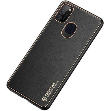 Husa Dux Ducis Yolo elegant case made of soft TPU and PU leather for Samsung Galaxy M30s black