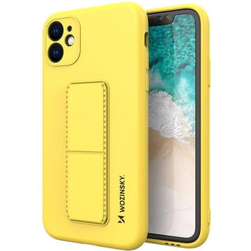 Husa Wozinsky Kickstand Case silicone case with stand for iPhone 12 yellow