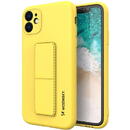 Wozinsky Kickstand Case silicone case with stand for iPhone 12 yellow