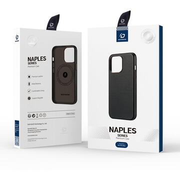 Husa Dux Ducis Naples Case for iPhone 14 Pro Max Leather Cover (MagSafe Compatible) Dark Brown