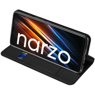 Husa Dux Ducis Skin Pro Case For Realme C30 / Realme Narzo 50i Prime Cover Flip Card Wallet Stand Black