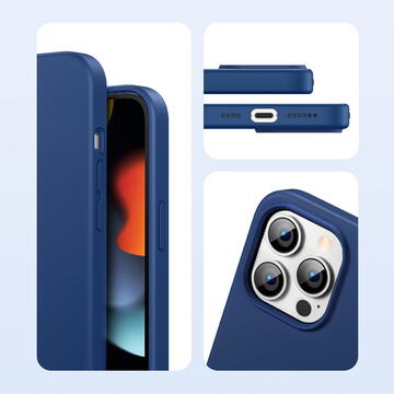 Husa Ugreen Protective Silicone Case rubber flexible silicone case cover for iPhone 13 Pro Max blue
