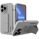 Wozinsky Kickstand Case silicone case with stand for iPhone 13 gray