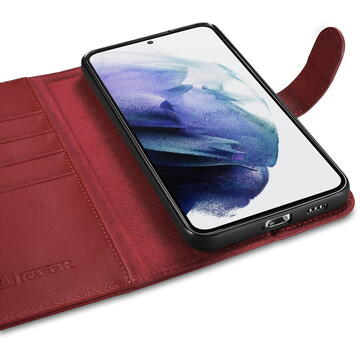 Husa iCarer Haitang Leather Wallet Case Leather Case for Samsung Galaxy S22 + (S22 Plus) Wallet Housing Cover Red (AKSM05RD)