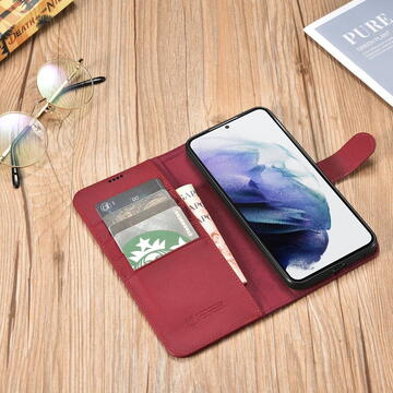 Husa iCarer Haitang Leather Wallet Case Leather Case for Samsung Galaxy S22 + (S22 Plus) Wallet Housing Cover Red (AKSM05RD)