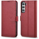 iCarer iCarer Haitang Leather Wallet Case Leather Case for Samsung Galaxy S22 + (S22 Plus) Wallet Housing Cover Red (AKSM05RD)