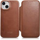 iCarer iCarer CE Oil Wax Premium Leather Folio Case iPhone 14 magnetic flip case MagSafe brown (AKI14220705-BN)
