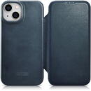 iCarer iCarer CE Oil Wax Premium Leather Folio Case iPhone 14 magnetic flip case MagSafe blue (AKI14220705-BU)