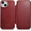 iCarer iCarer CE Oil Wax Premium Leather Folio Case iPhone 14 magnetic flip case MagSafe red (AKI14220705-RD)