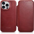 iCarer iCarer CE Oil Wax Premium Leather Folio Case Leather Case iPhone 14 Pro Magnetic Flip MagSafe Red (AKI14220706-RD)