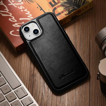Husa iCarer Leather Oil Wax Genuine Leather Case for iPhone 14 (MagSafe Compatible) Black (WMI14220717-BK)